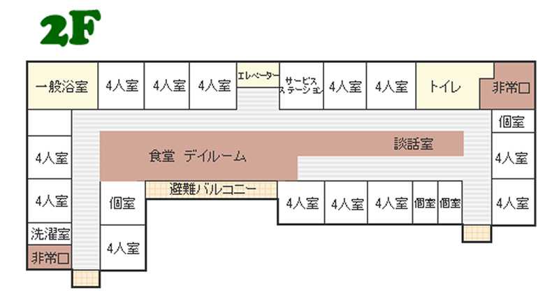 杏の里 館内 2階のマップ