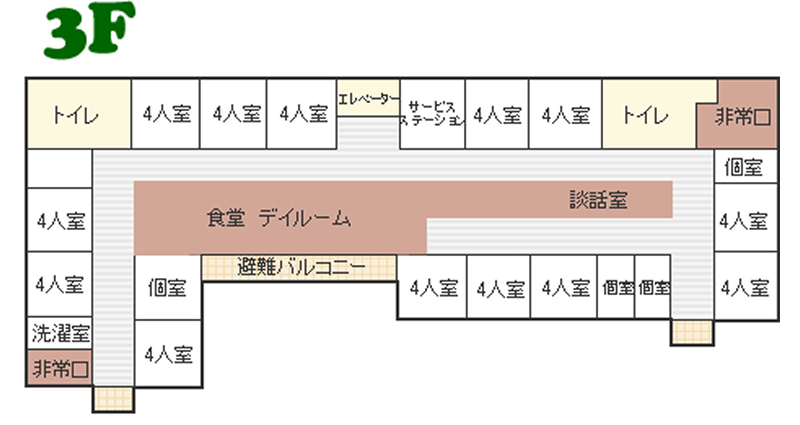 杏の里 館内 3階のマップ